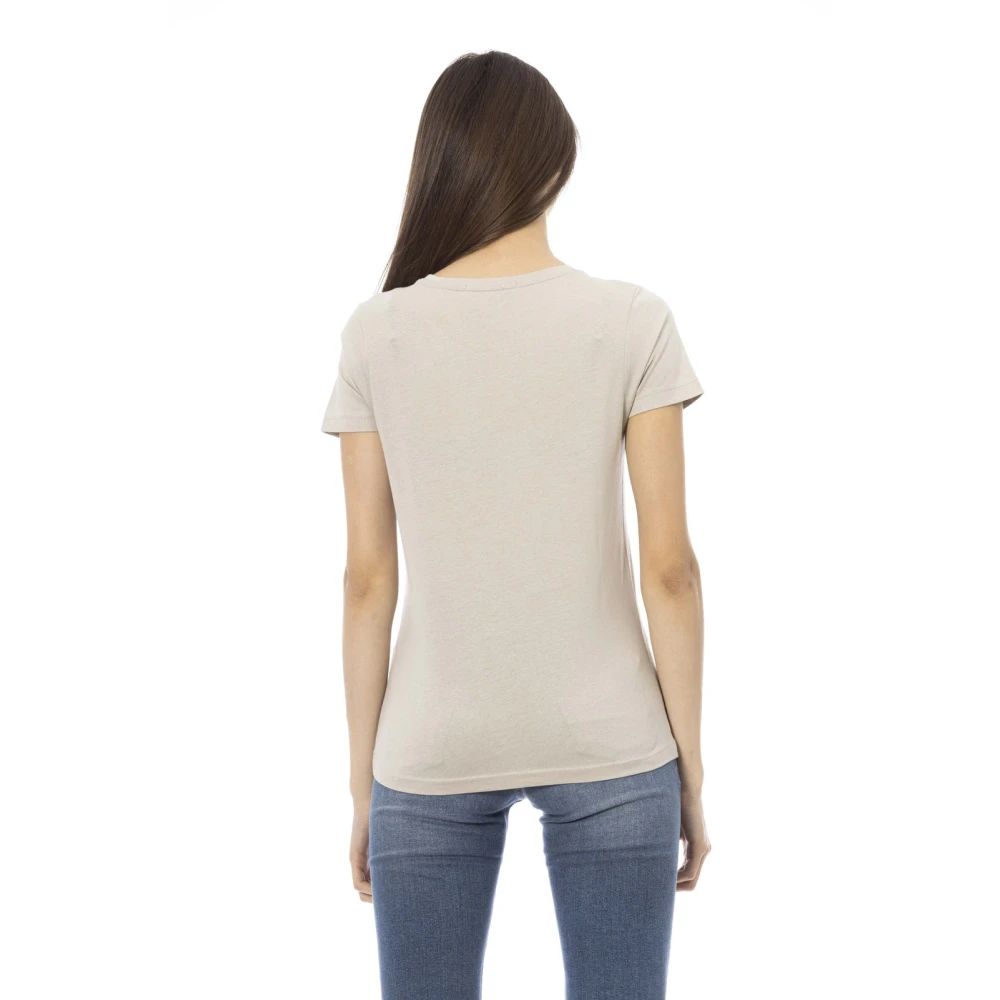 Trussardi Casual T-shirt met korte mouwen en ronde hals Beige Dames