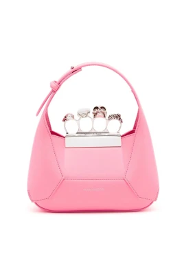 Flamingo Pink Jewelled Hobo Mini Väska
