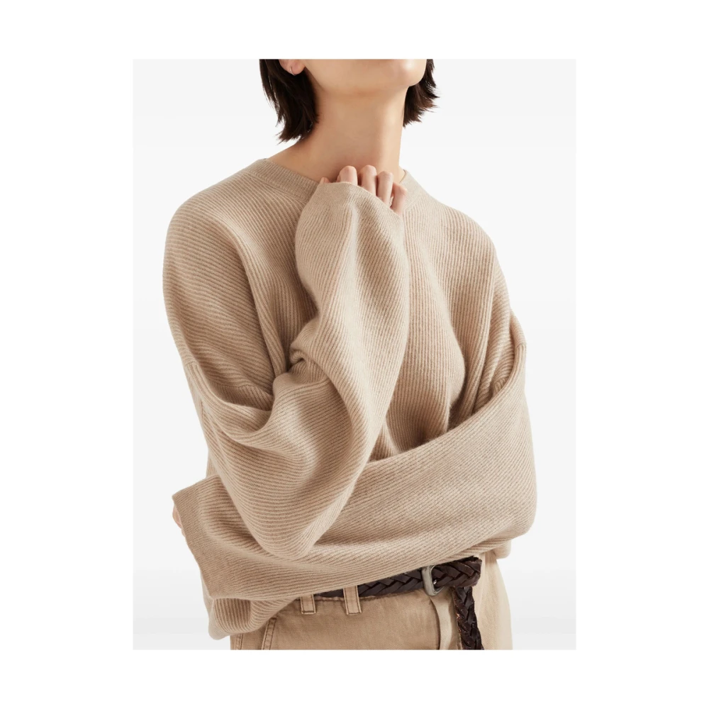 BRUNELLO CUCINELLI Beige Crew Neck Sweater Beige Dames