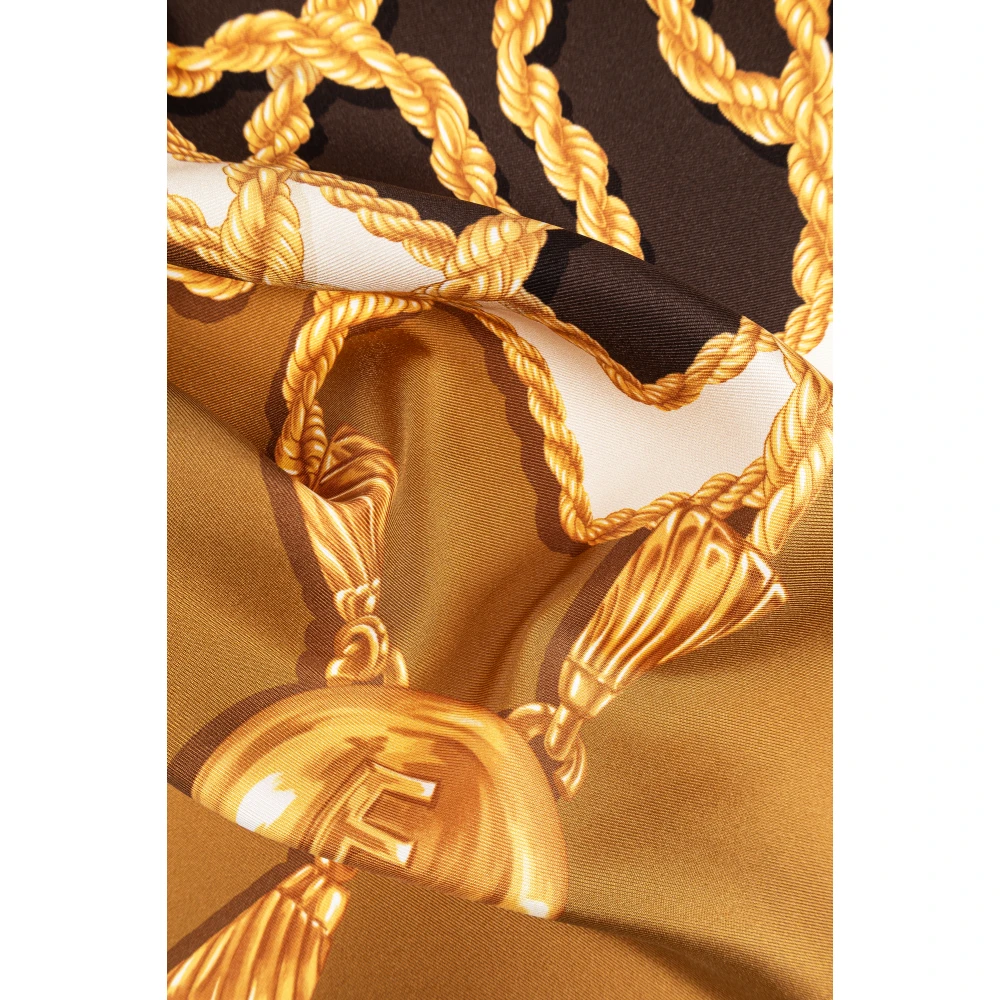 Salvatore Ferragamo Zijden sjaal met print Brown Dames