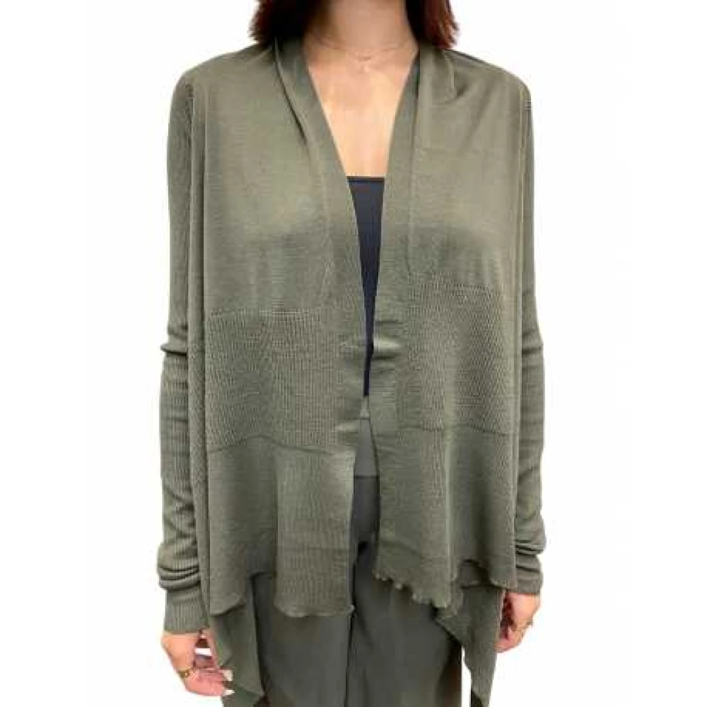 Rick Owens Women's Green Cardigans,, Wrap Cardigan Asymmetric Fluid Style Small