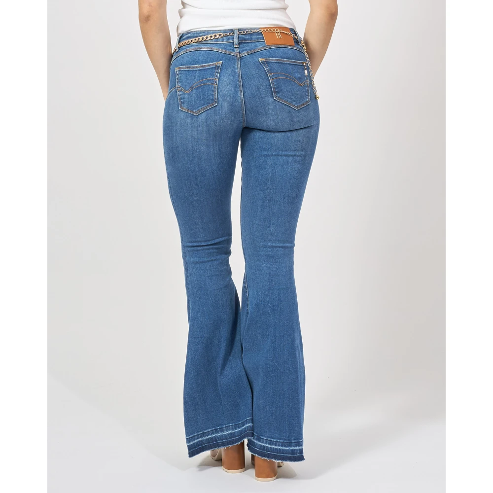 Fracomina Blauwe Slim Fit Jeans met Wijde Zoom Blue Dames