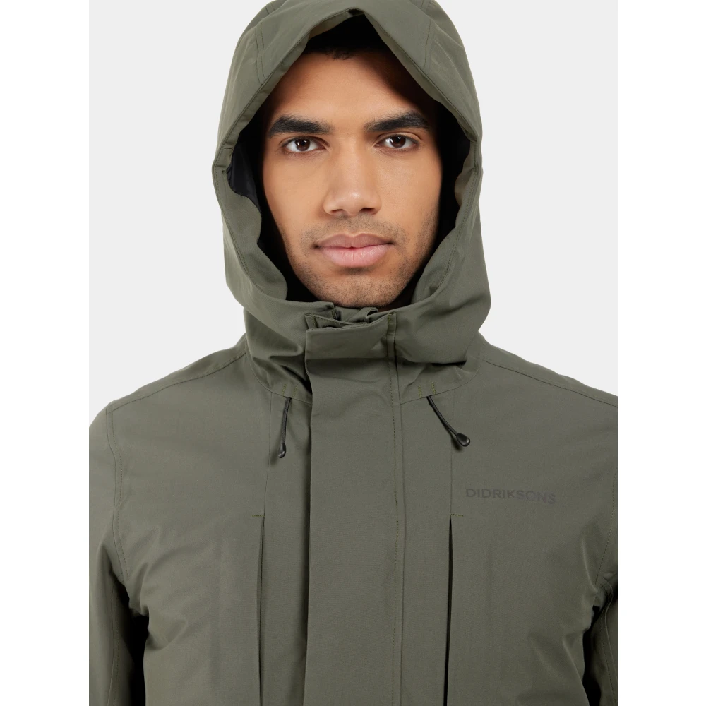 Didriksons Parka met overhemdkraag en knoopsluiting Green Heren