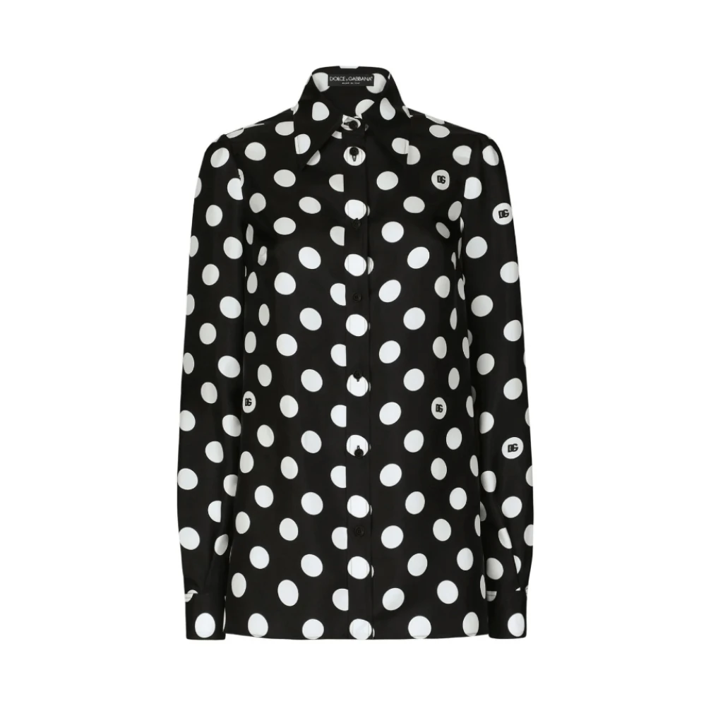 Dolce & Gabbana Zijden shirt met polka dots Black Dames