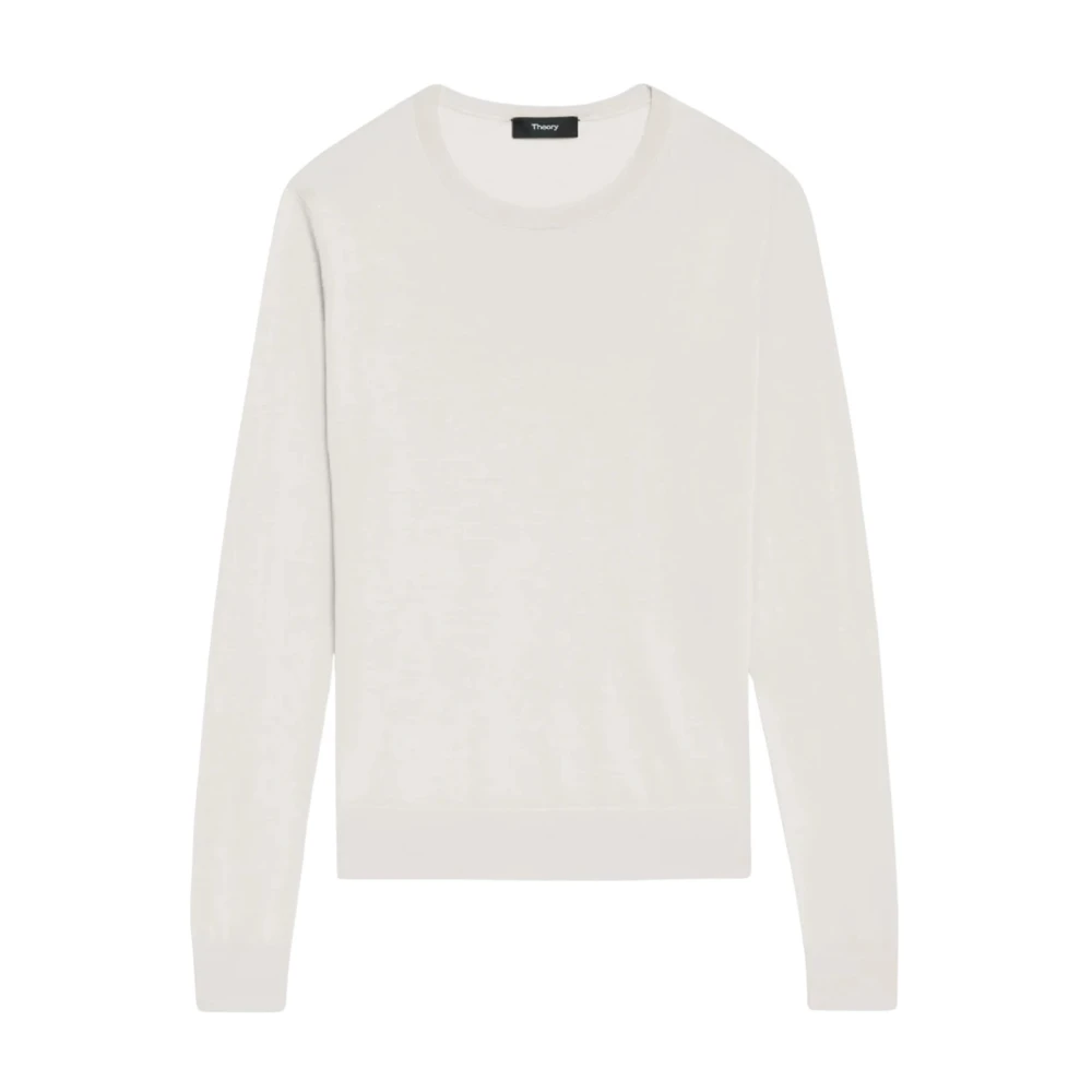 Theory White Round-Neck Knitwear, Female, M, Crewneck Jumper In Regal Wool