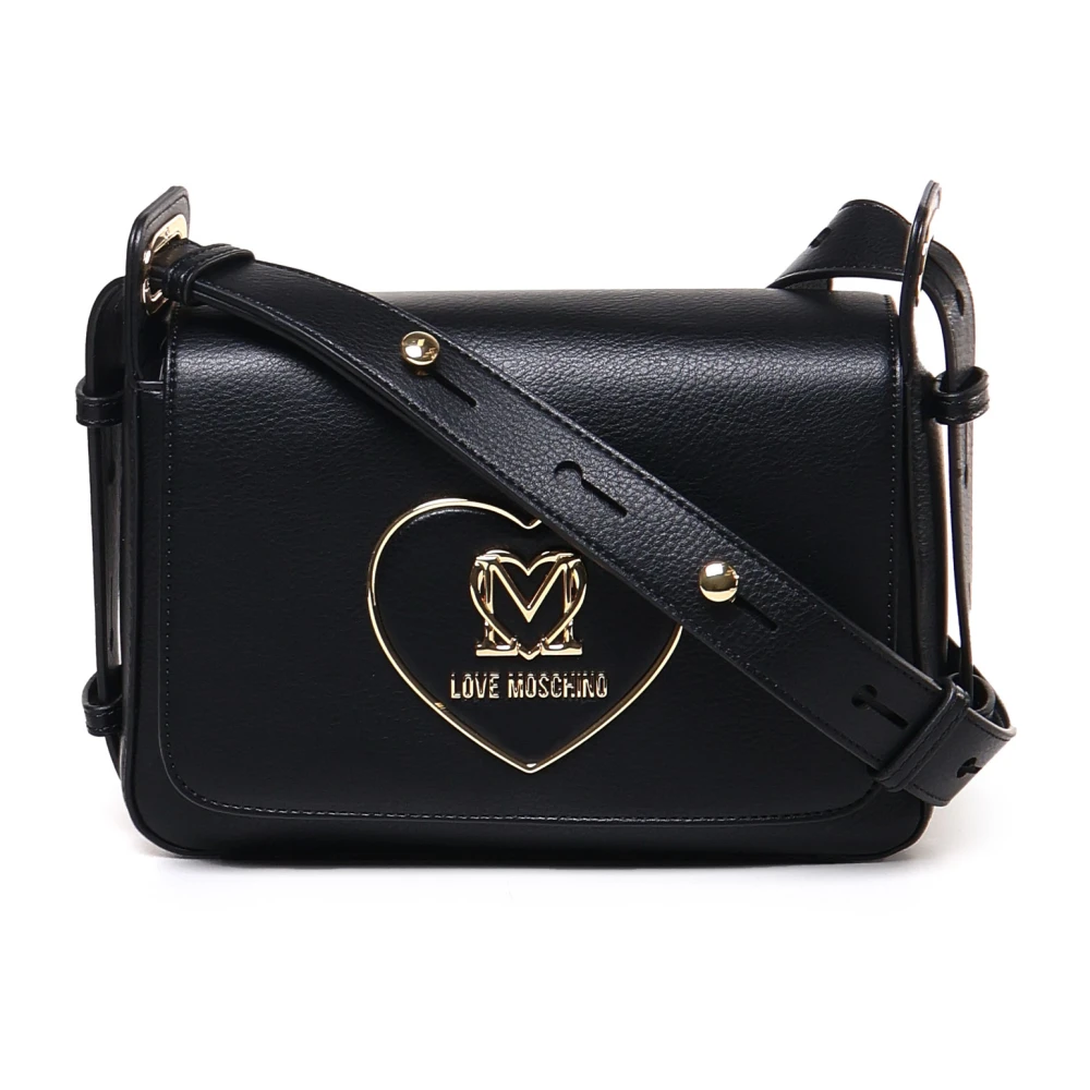 Love Moschino Zwarte Schoudertas met Klep Sluiting Black Dames