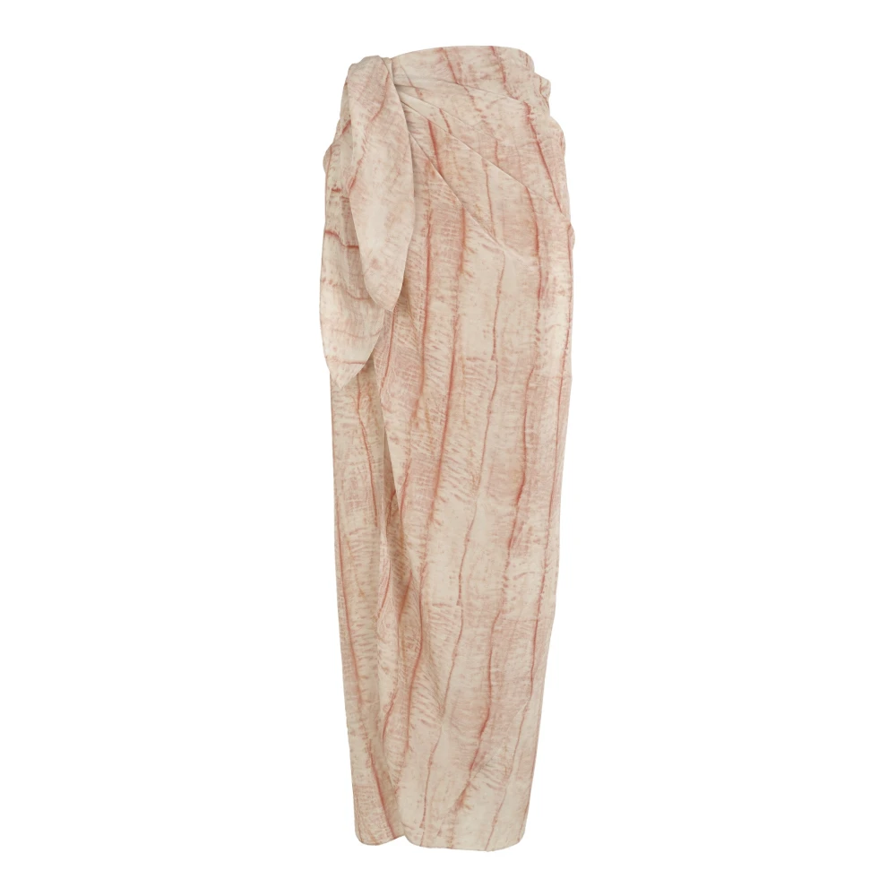 Cortana Beige Maxi Skirts, Female, S, Pareo, Silk Skirt Irony Print