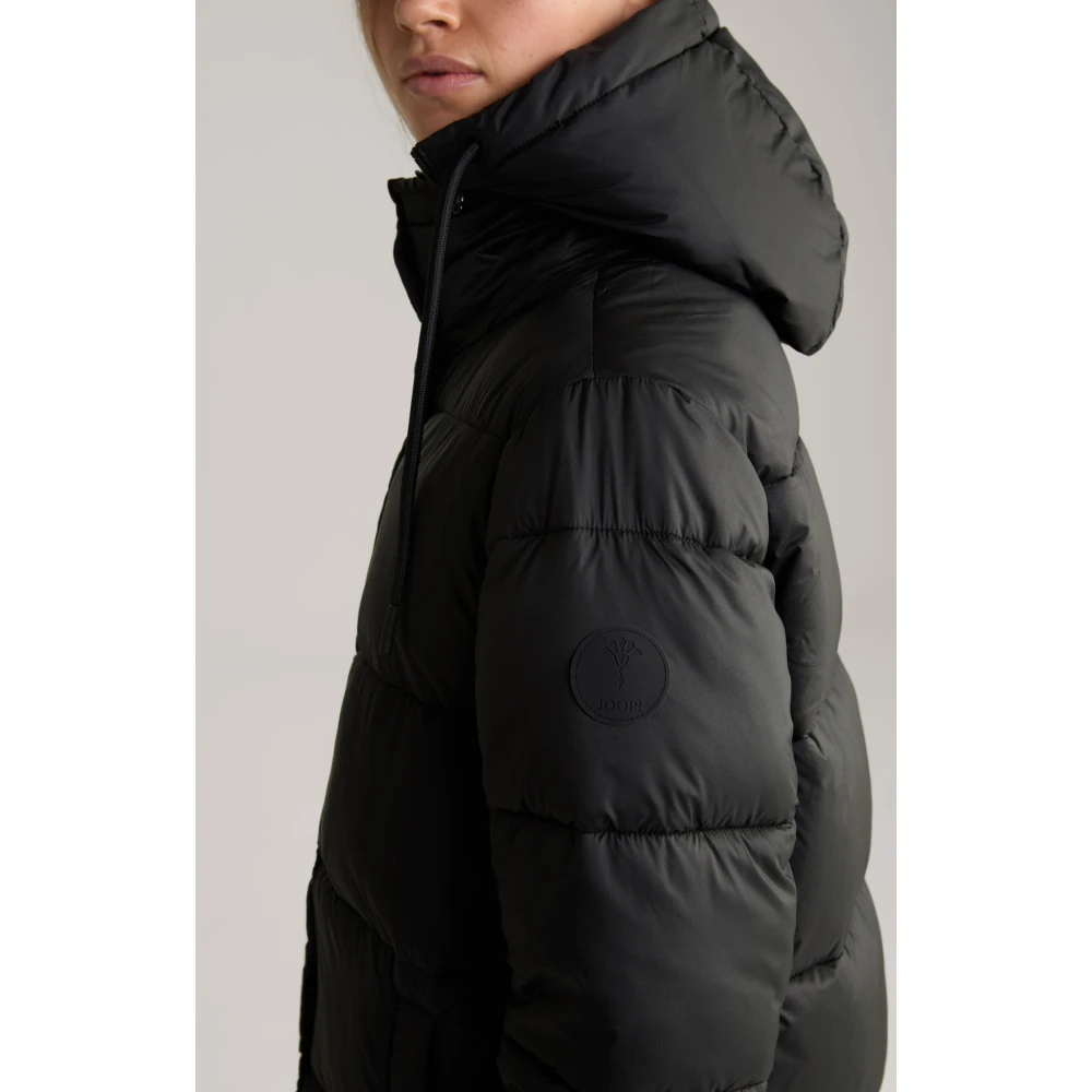Joop! Zwarte Lange Damesjas met Afneembare Capuchon Black Dames
