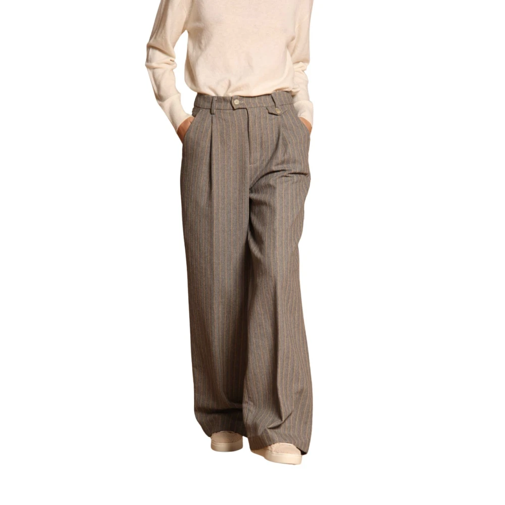 Mason's Grijze Chino Broek met Lurex Streep Gray Dames