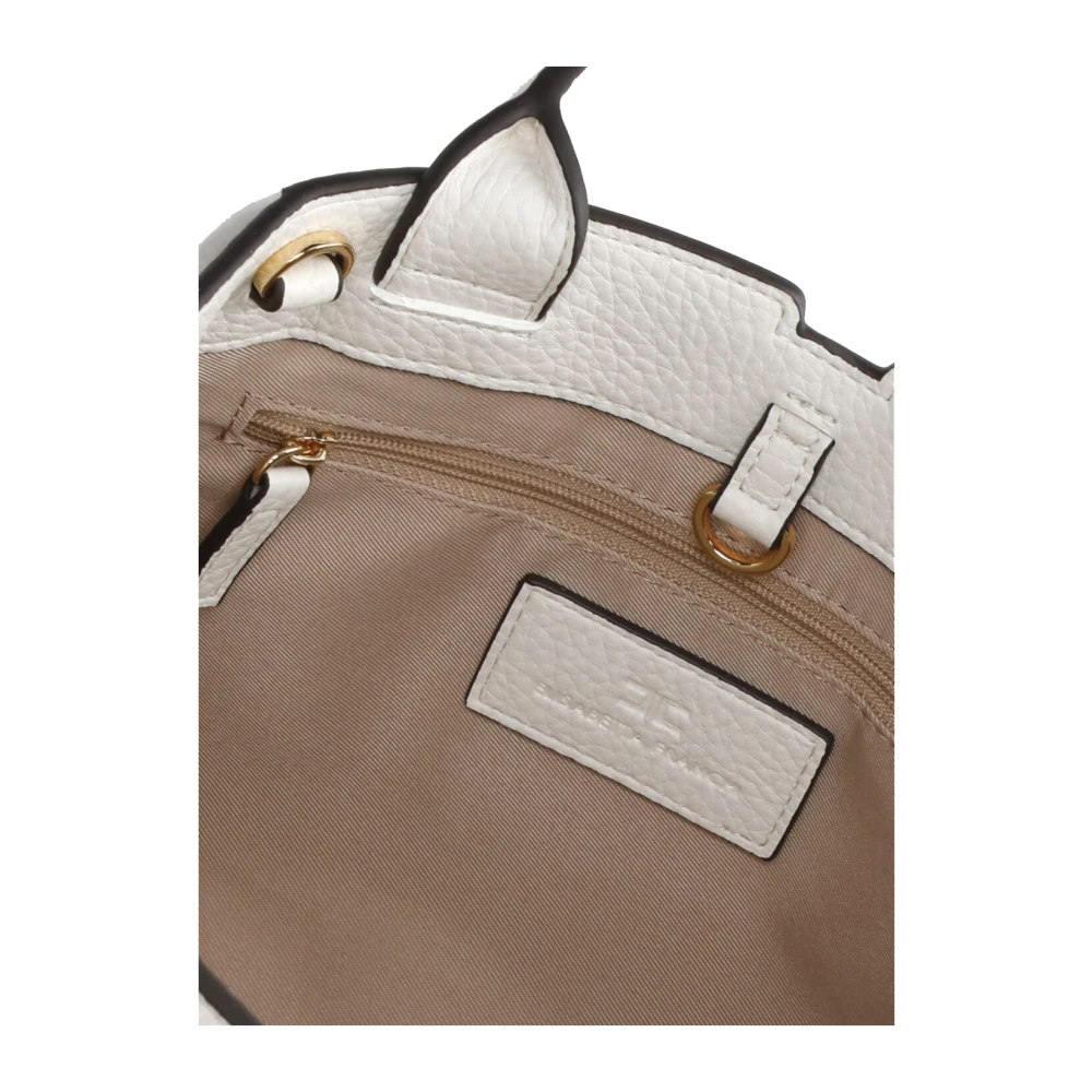 Elisabetta Franchi Ivoor Schoudertas met Handvatten en Riem Beige Dames