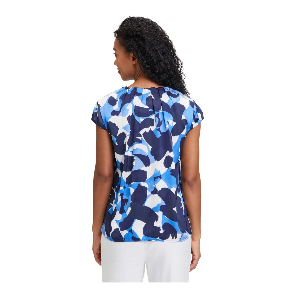 Betty & Co Blouse met korte mouwen en knoopdetail Blue Dames