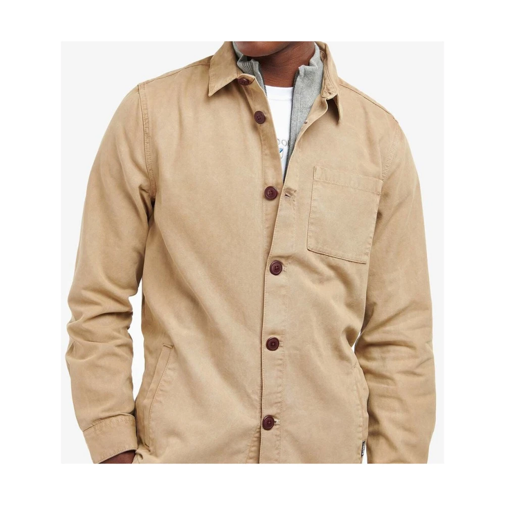 Barbour Beige Katoenen Jas met Knopen en Zakken Beige Heren