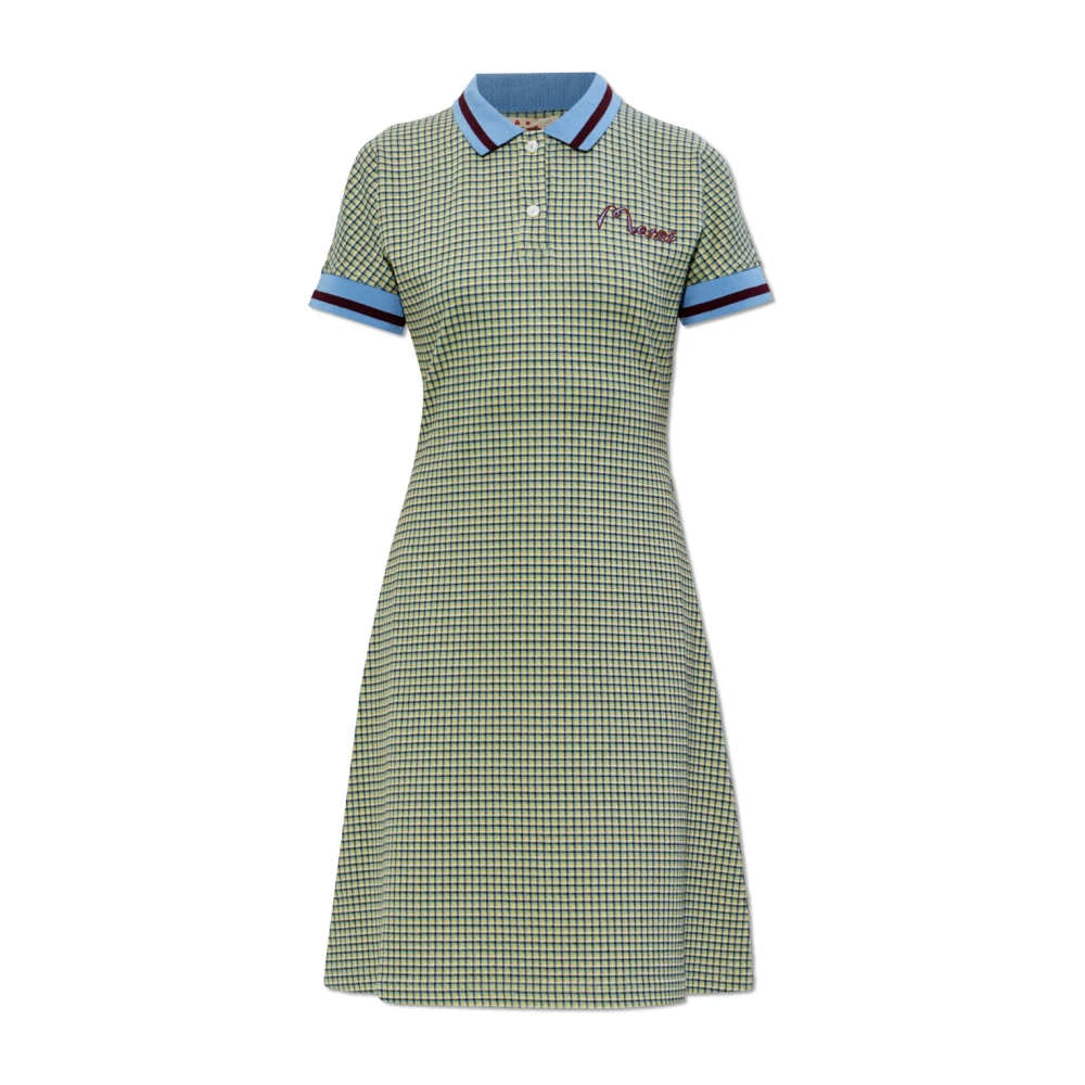 Marni Donna Verde Plaid Pattern Dress