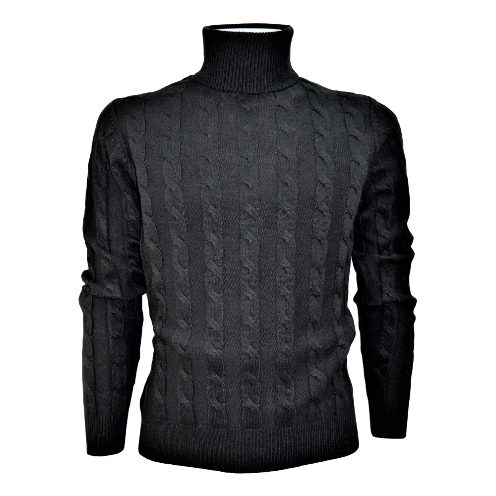 Cashmere Company Men's Black Turtlenecks, 2XL, Turtleck Turtleneck
