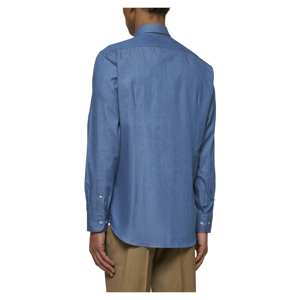 ETRO Blauw Overhemd met Pegaso Borduursel Blue Heren
