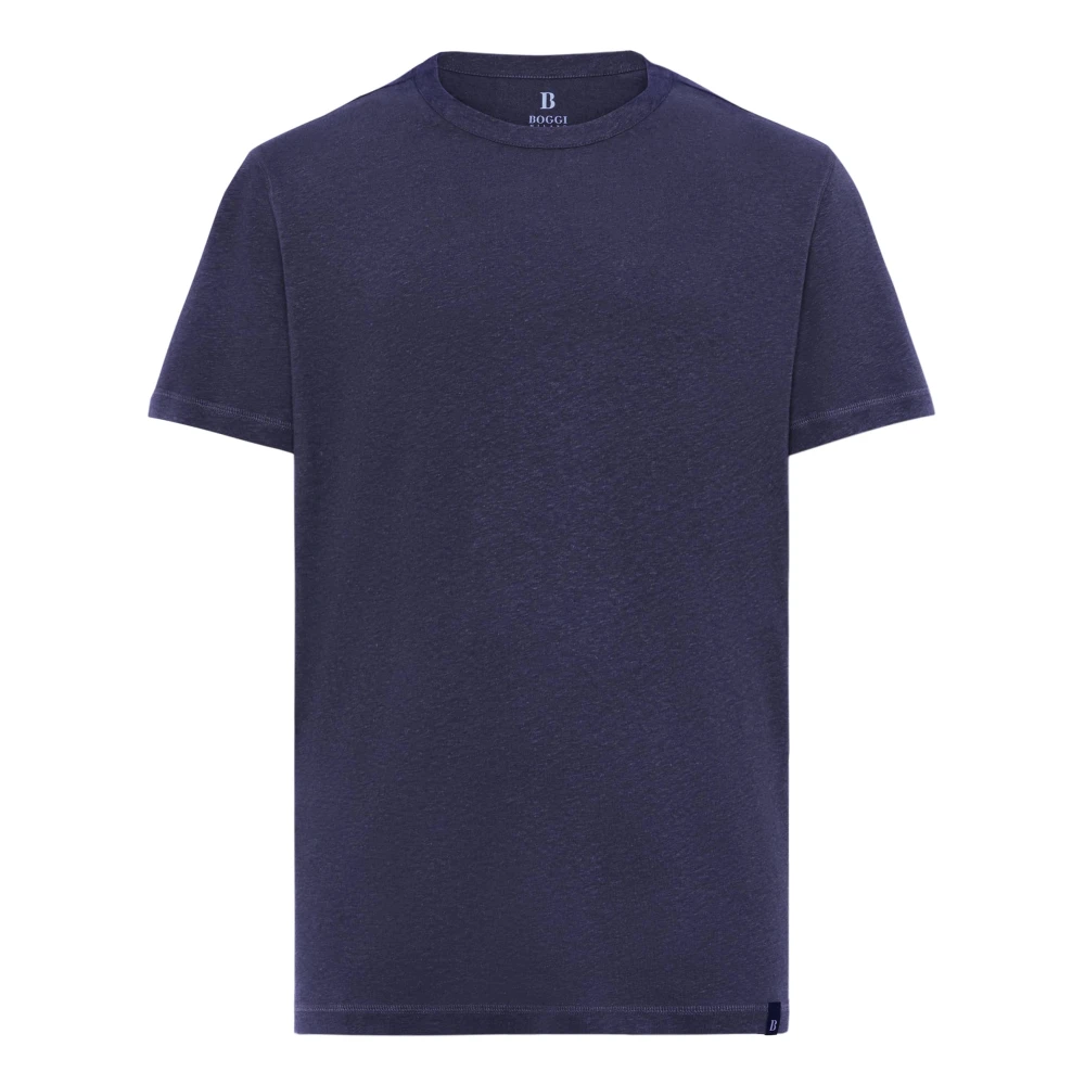 Boggi Milano Gemengd Linnen Katoen Jersey T-Shirt Blue Heren