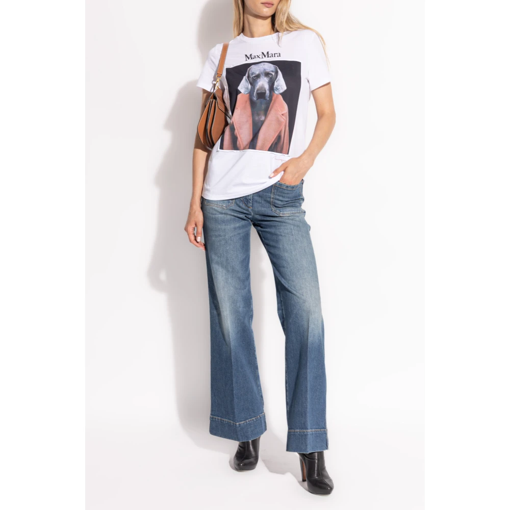 Max Mara T-shirt met 'Cipria' print White Dames