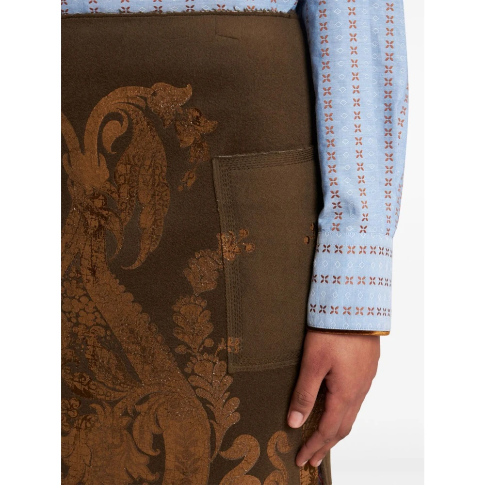 ETRO Bloemen Suède Rok Brown Dames