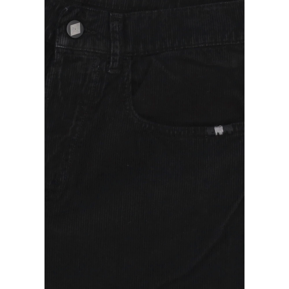 Amish Fluwelen Zwarte Broek met Logo Sluiting Black Heren
