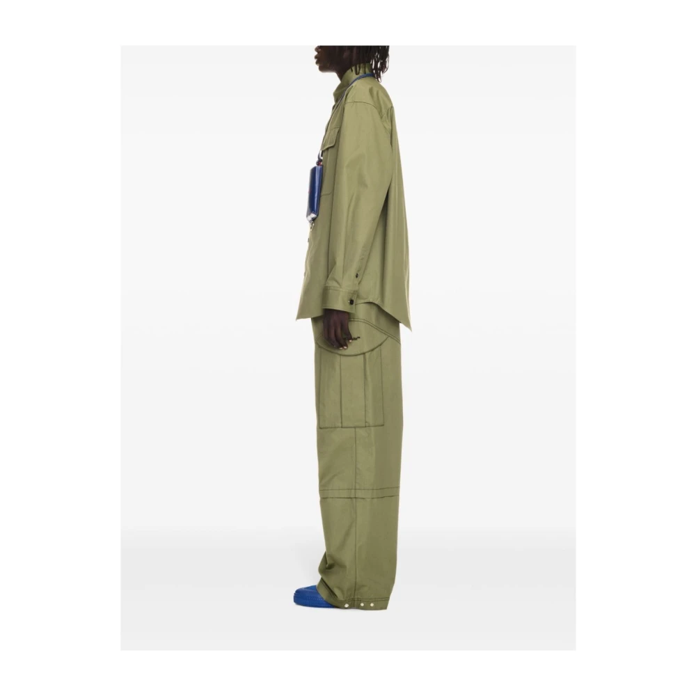Off White Groene Geborduurde Logo Cargo Broek Green Heren