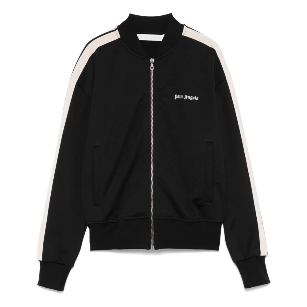 Palm Angels Zwarte Logo Track Bomber Jas Black Dames