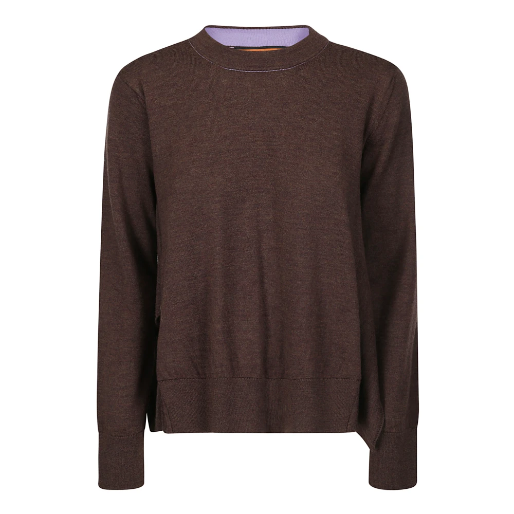 Colville Asymmetrische Crew Neck Sweater met Zijopening Brown Dames