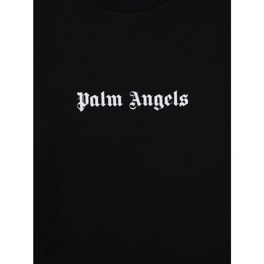 Palm Angels Logo Print Crew Neck T-shirts Black Heren