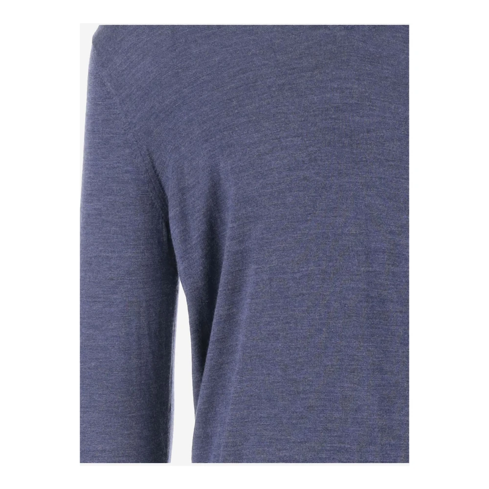 Malo Blauwe Wol V-Hals Sweater Blue Heren