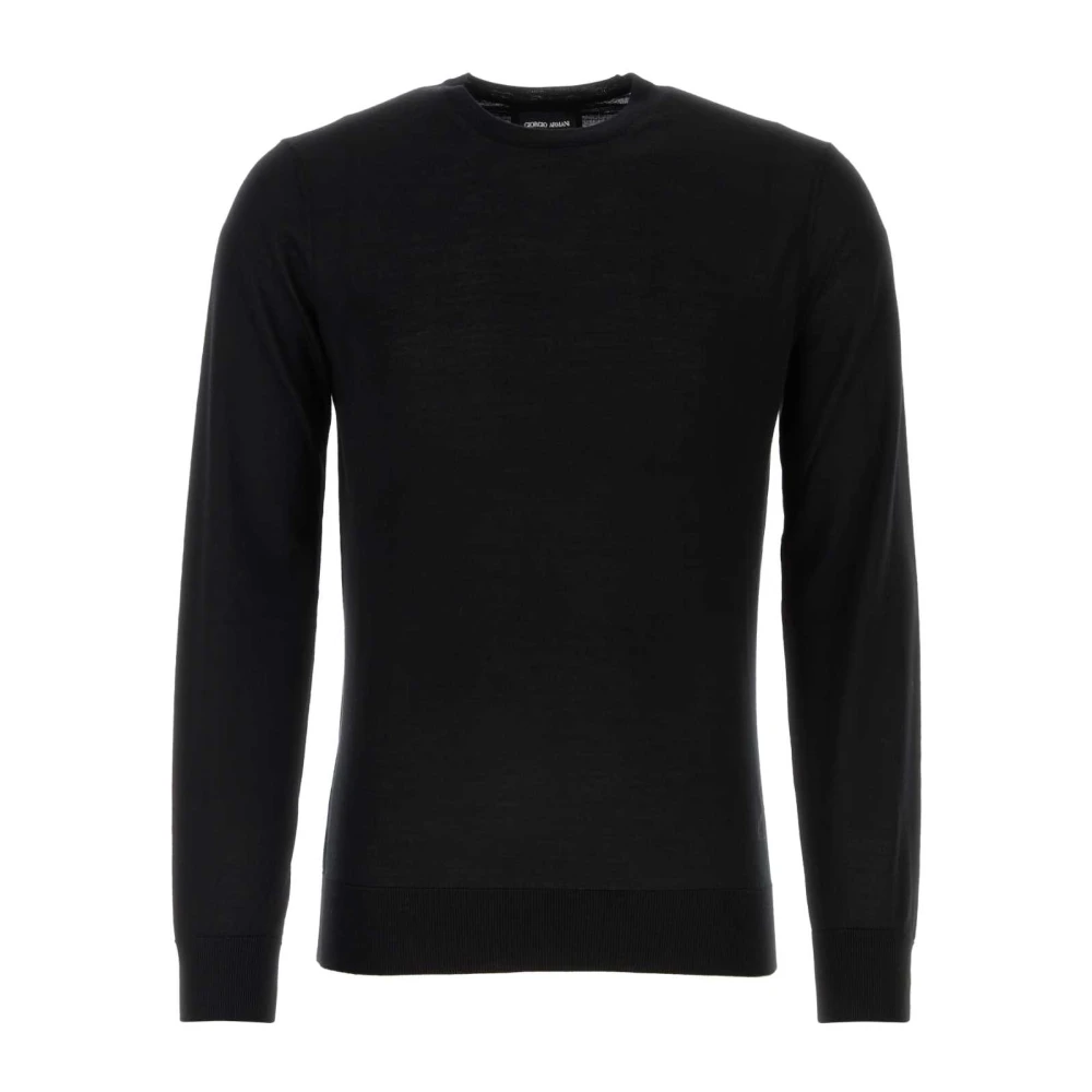 Giorgio Armani Zwarte wollen trui Klassieke stijl Black Heren