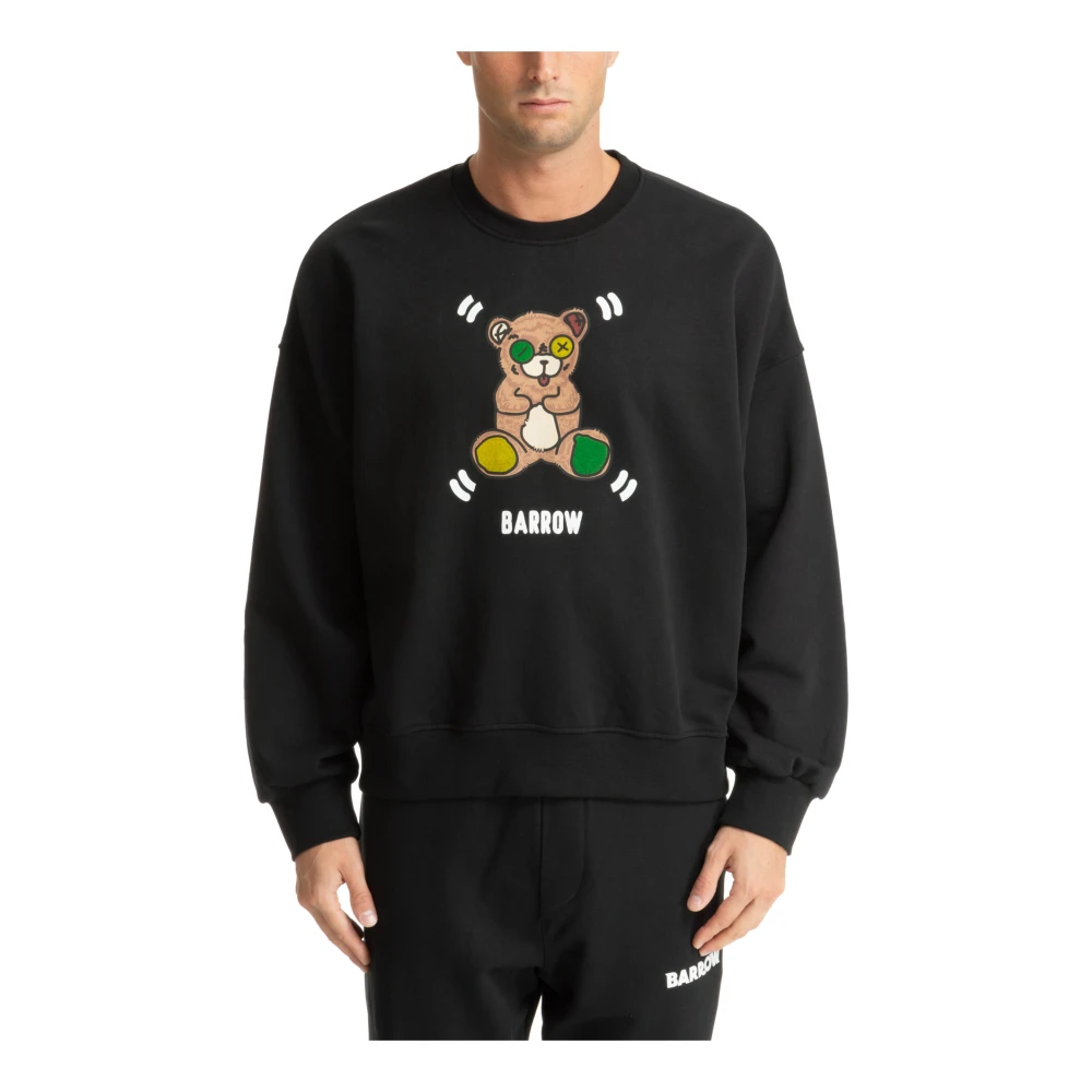 Barrow Logo Print Sweater Ronde Hals Lange Mouw Black Heren