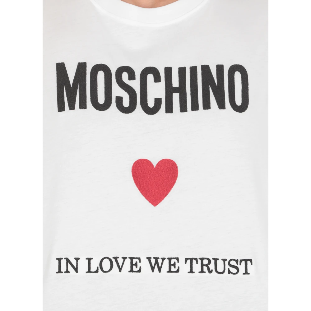 Moschino Wit Logo Crew Neck T-shirt White Dames