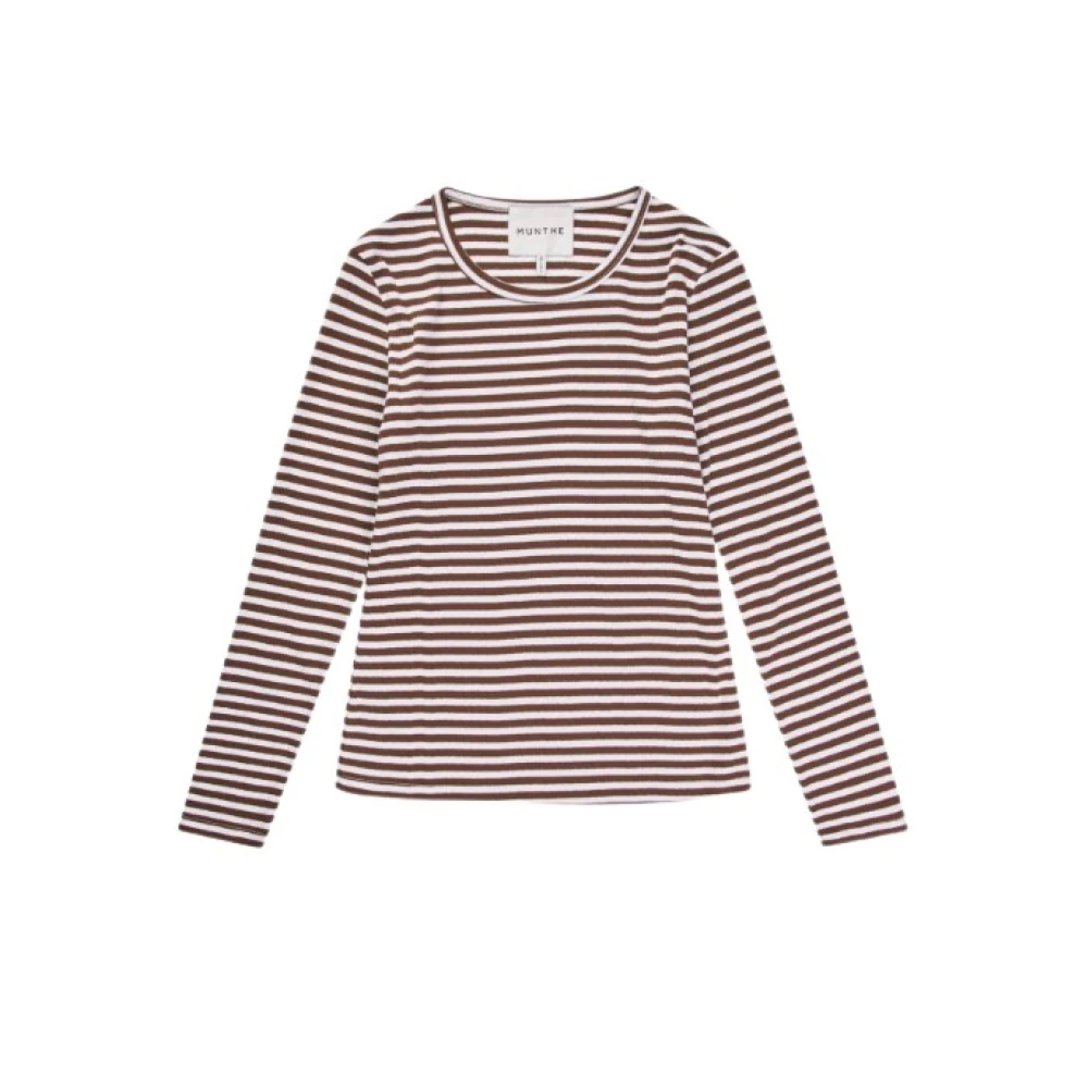 Munthe Gestreepte Biologisch Katoenen Blouse Brown Dames