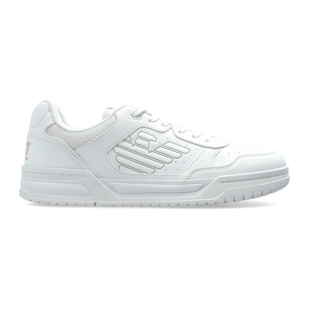 Emporio Armani Ea7 Herr Vit Skor 44 Eu, Läder, Sportskor Med Logotyp