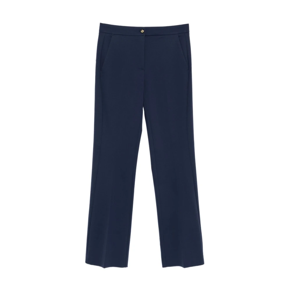 Pinko Women's Blue Straight Trousers, Xl, Buttoned Straight Trousers