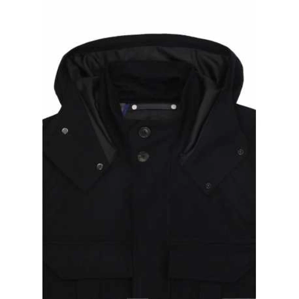 Paul Smith Navy Korte Parka met Capuchon Winddicht Waterdicht Blue Heren