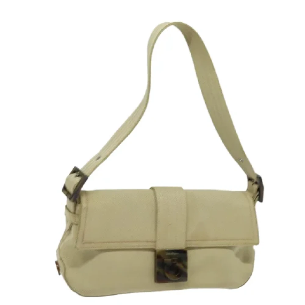 Salvatore Ferragamo Pre-owned Canvas shoulder-bags Beige Dames