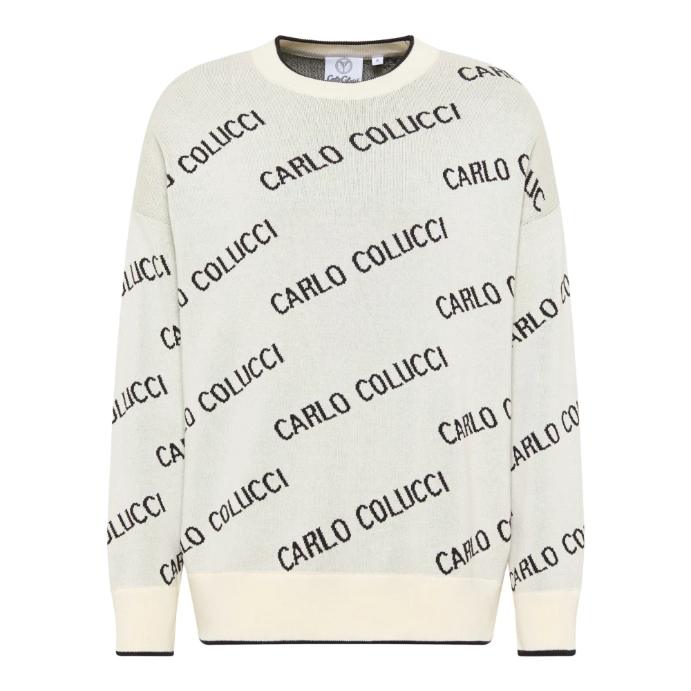 Carlo Colucci Men's White Oversized Knit Sweater