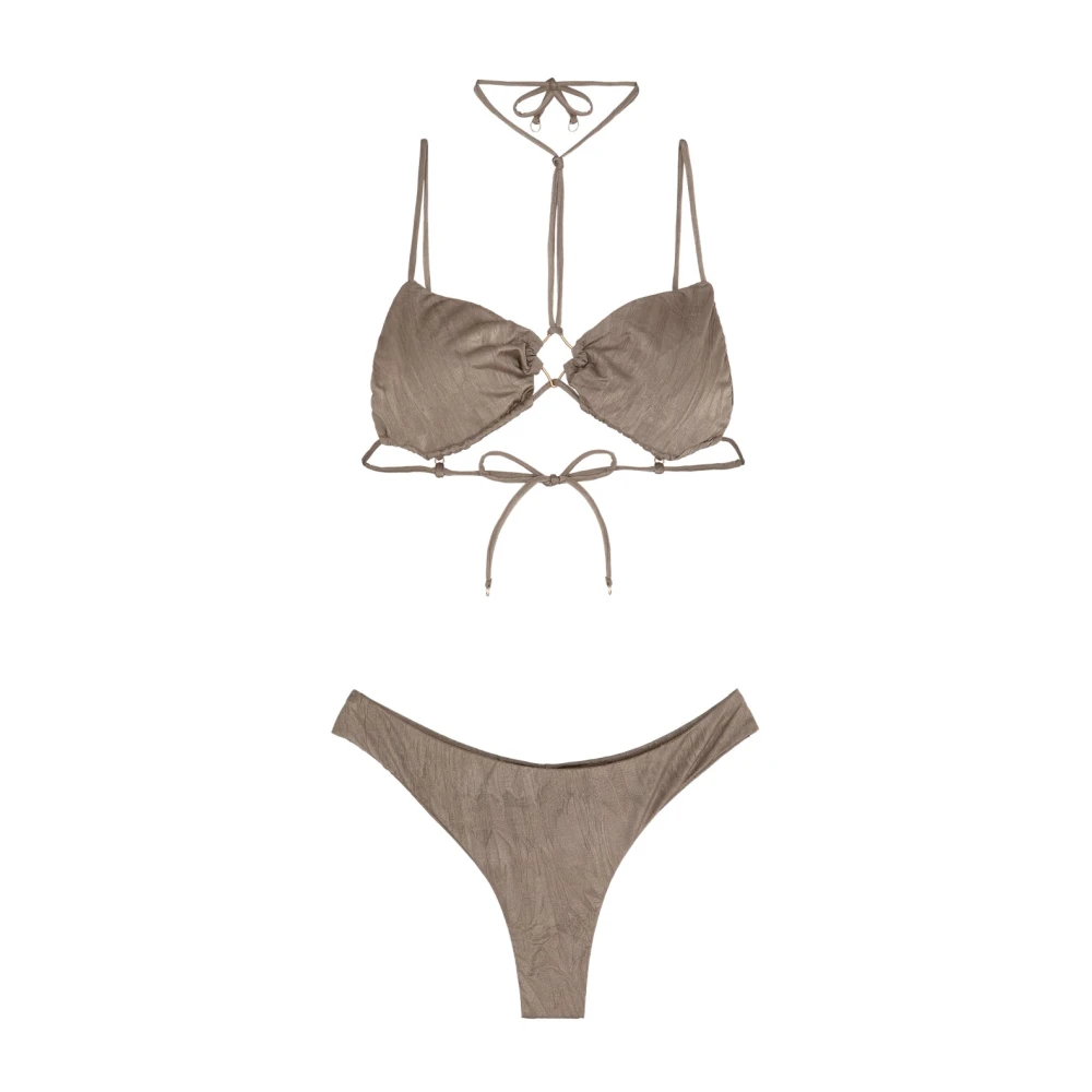 Me-Fui Driehoekige bikini met Braziliaanse onderkant Beige Dames