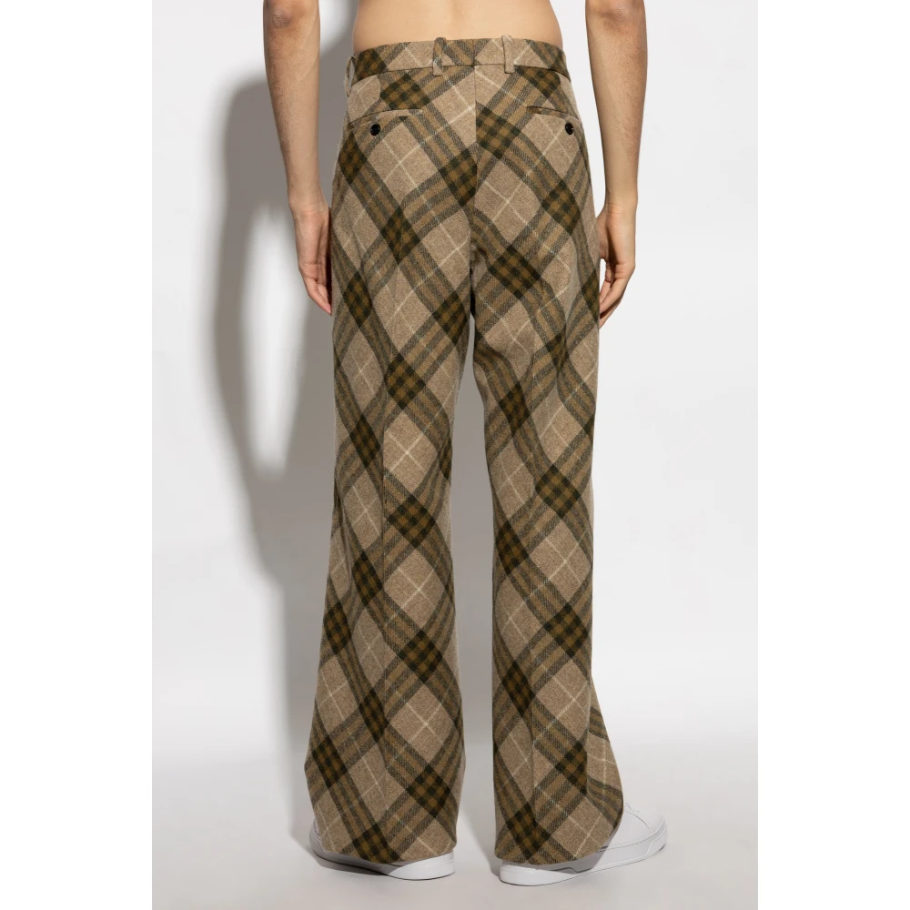 Burberry Geruite wollen broek Beige Heren