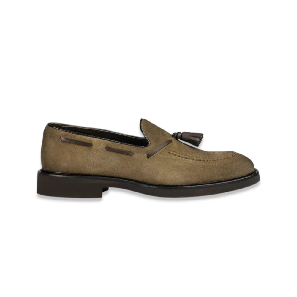 Doucal's Mannelijk Bruin Suède Instaploafer Met Kwastjes