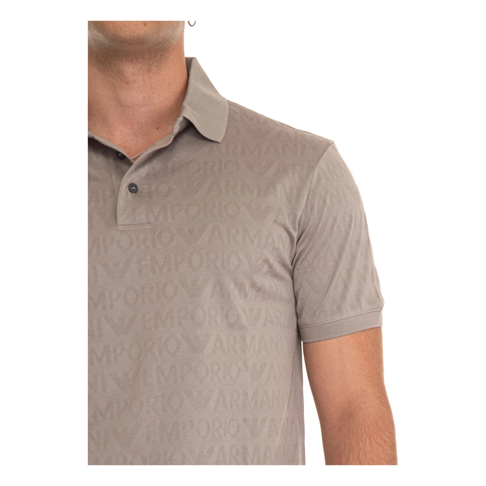 Emporio Armani Polo Shirt met Logo en 3 Knopen Gray Heren