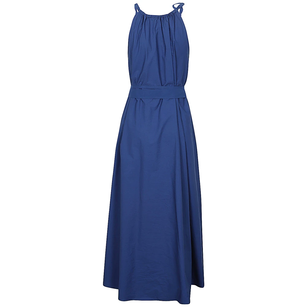 Max Mara Weekend Blauwe Katoenen Mouwloze Midi Jurk Blue Dames