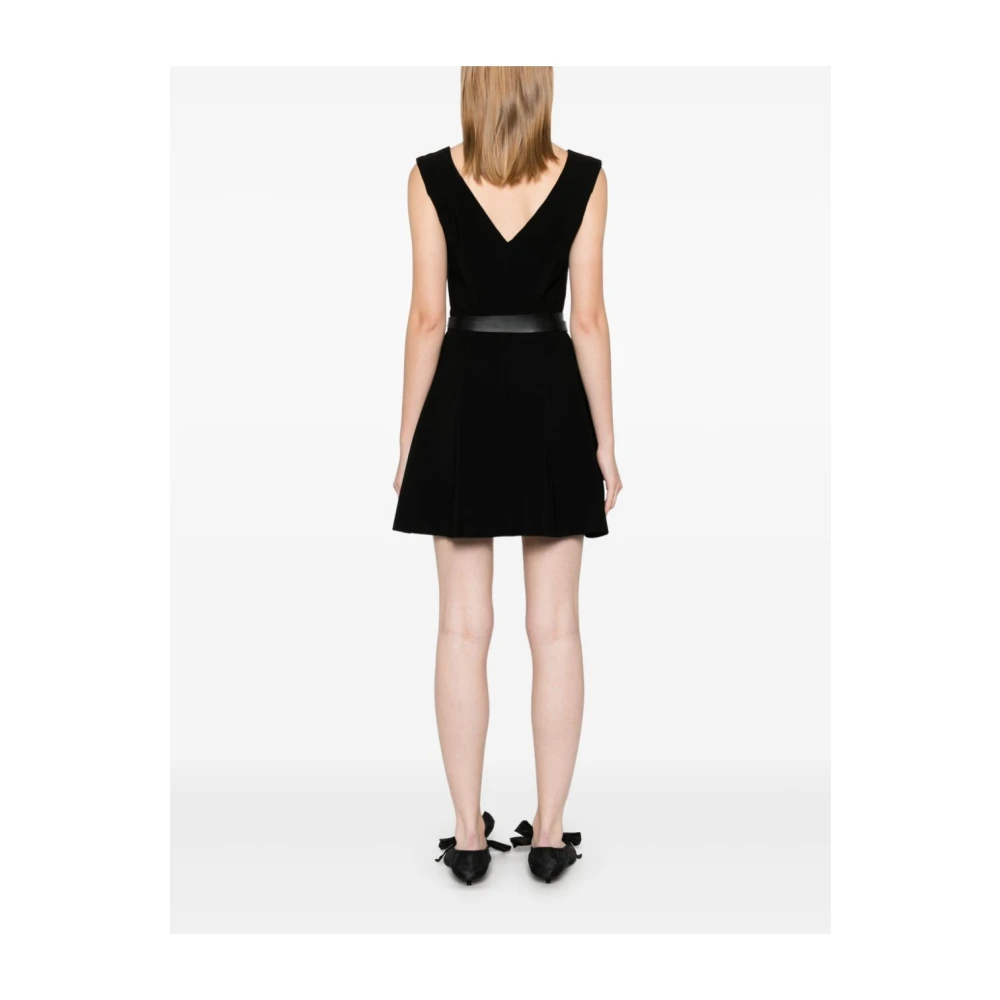 Norma Kamali Zwarte V-hals Mouwloze Jurk Black Dames
