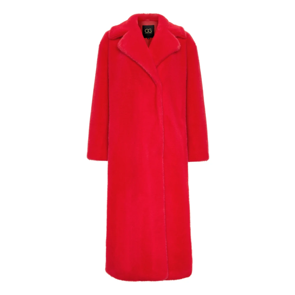 Cesare Gaspari Femme Rouge Manteaux, Taille: 44 Fr Manteau En Fausse Fourrure De Luxe Freya