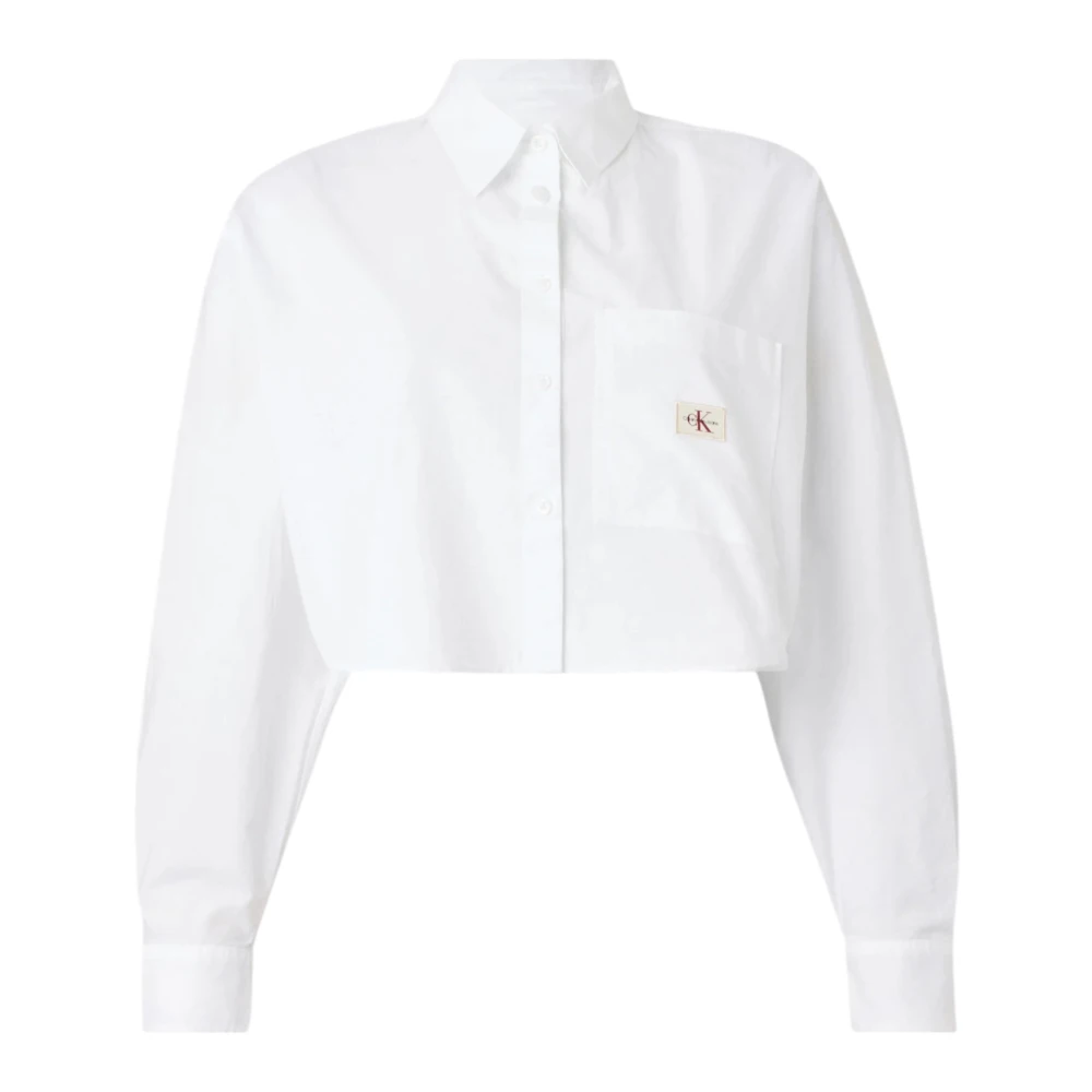 Calvin Klein Women's White Shirts, M, Cotton Poplin Shirt