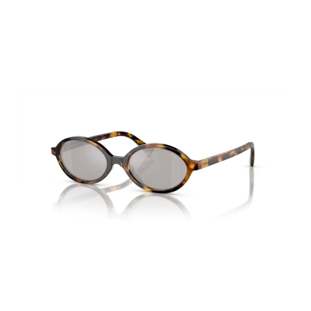 Miu Miu Women's Brown Oval Honey Havana Light Grey Silver Mirror Mu 04Zs In - Image 5