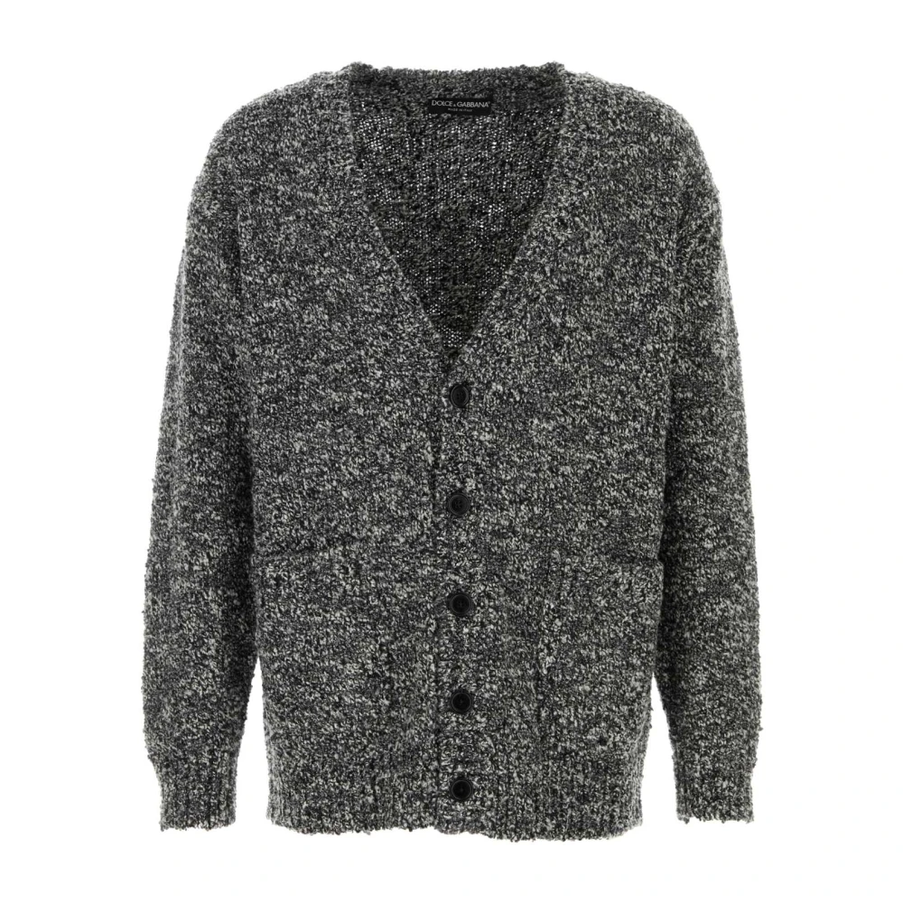 Dolce & Gabbana Men's Gray Cardigans, M, Marl-Knit Cardigan