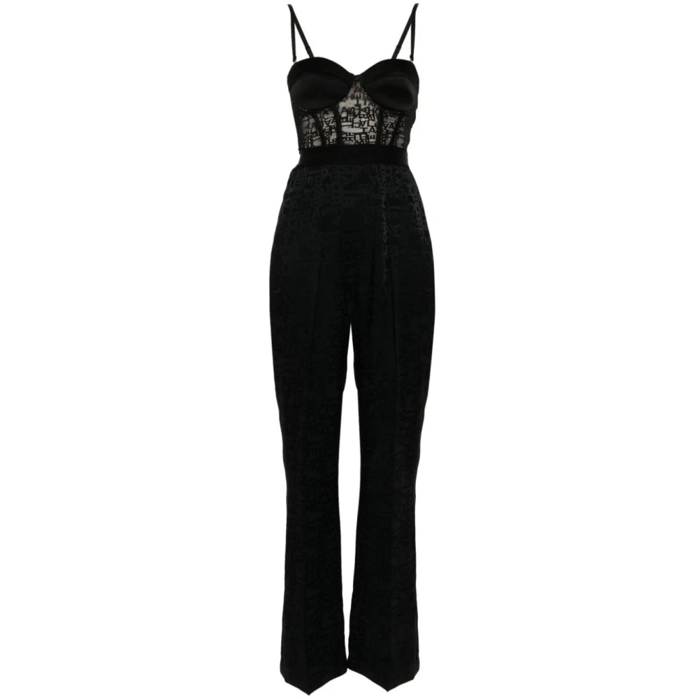 Elisabetta Franchi Zwart Kant Jurk Black Dames