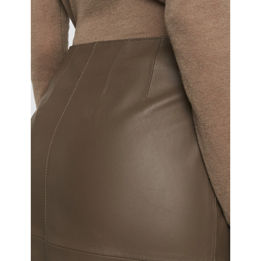 joseph Nappa Leather Sidena A-lijn Midi Rok Brown Dames