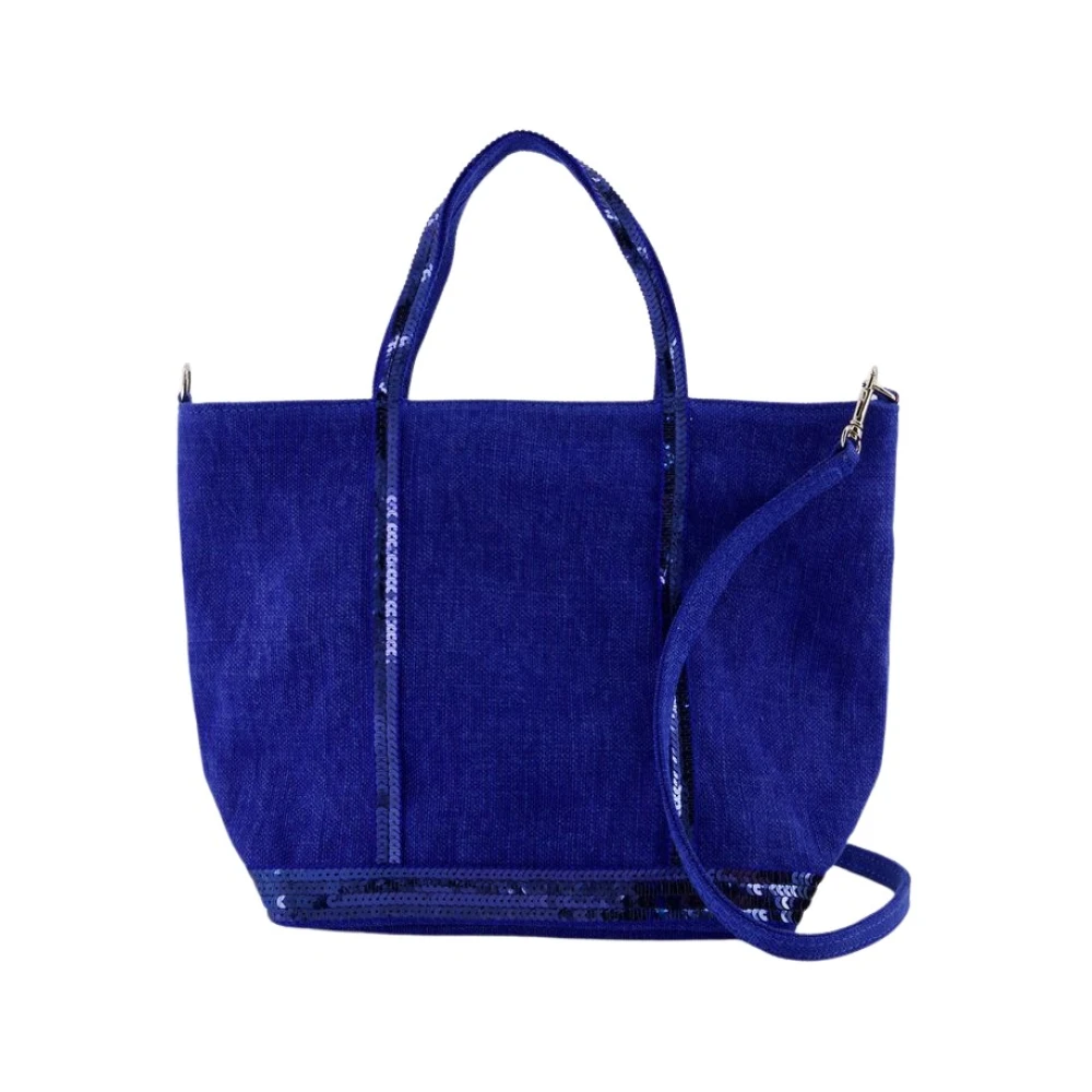 Vanessa Bruno Blå Linne Shopper Väska med Strass Blue, Dam